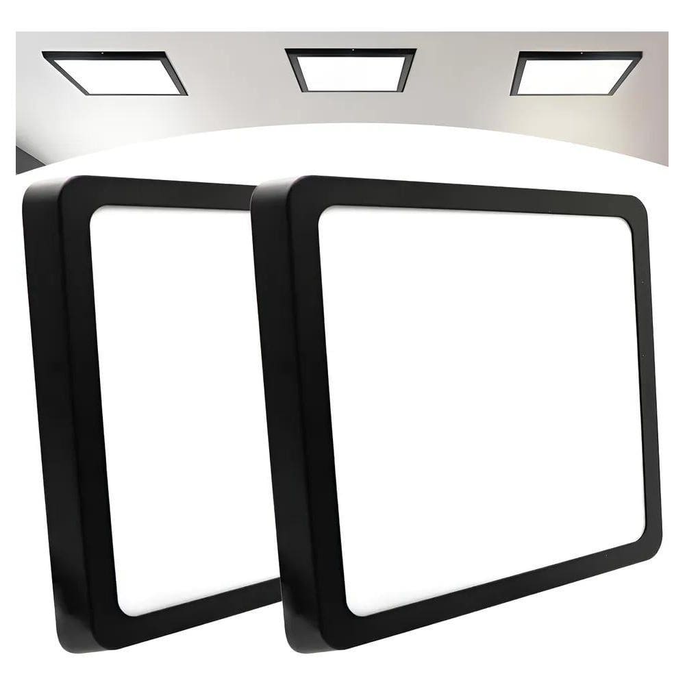 Kit 2 Plafon Led Preto 30X30 Sob Branco Frio 6500K 127/220V