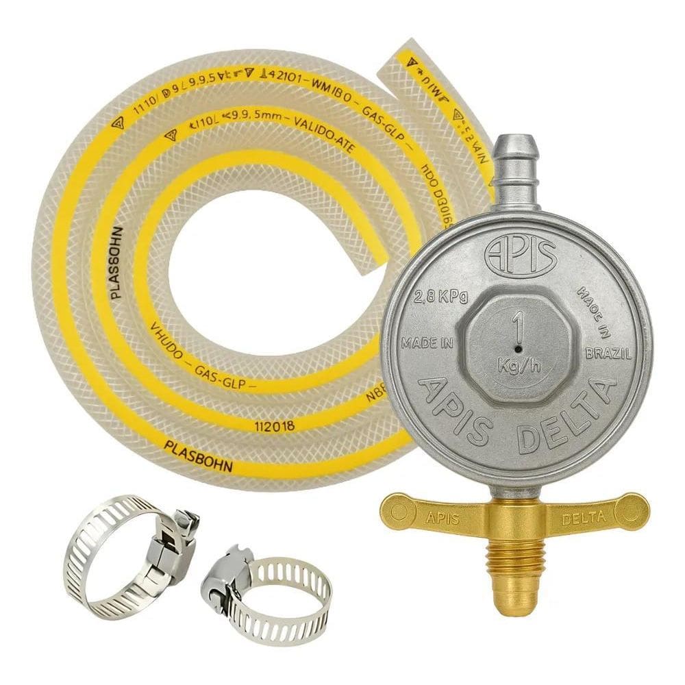 Registro Regulador De Gás Fogão Com Mangueira 2 Metro Grande