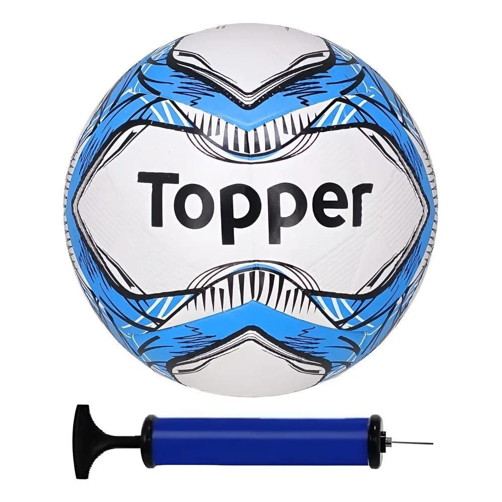 Bola De Futebol Campo Topper + Bomba De Ar - A Azul