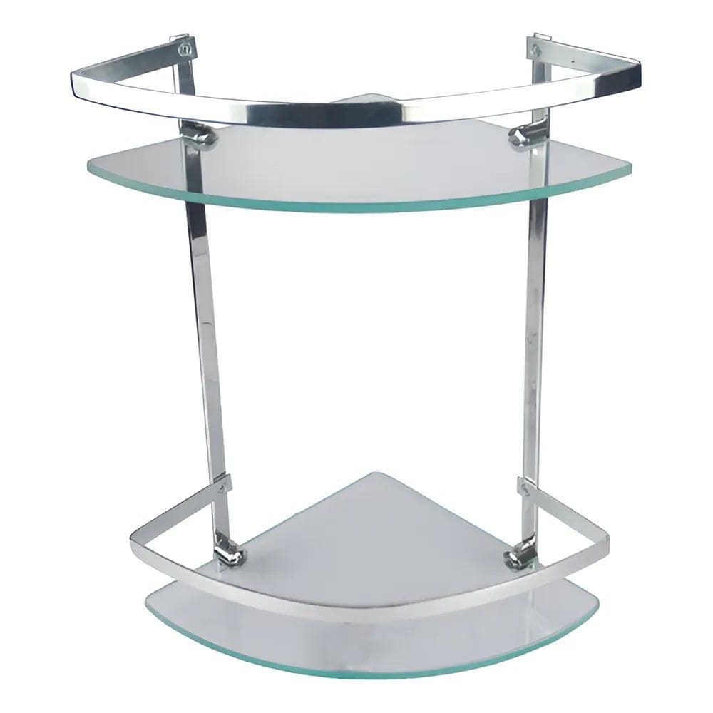 Porta Shampoo Banheiro Box Canto Duplo Vidro Cromado