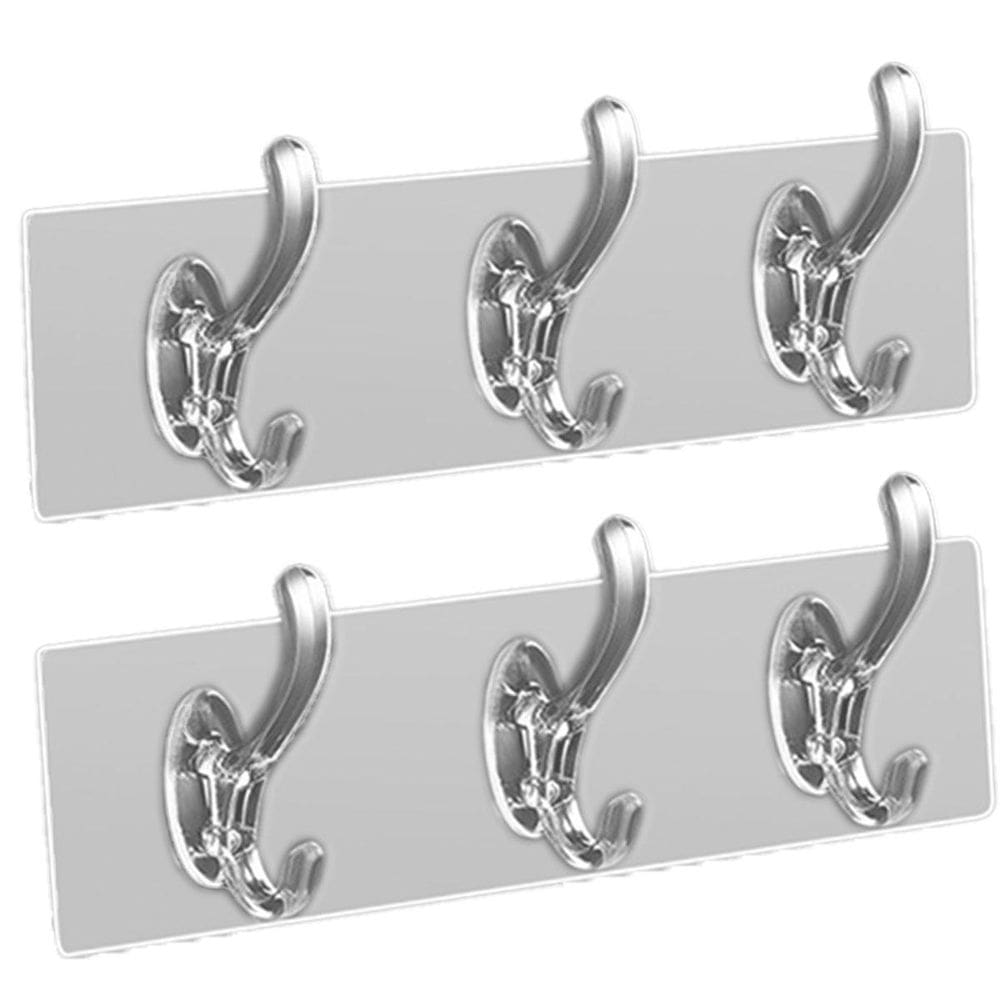 Gancho Adesivo Transparente Com 3 Ganchos Kit Com 2