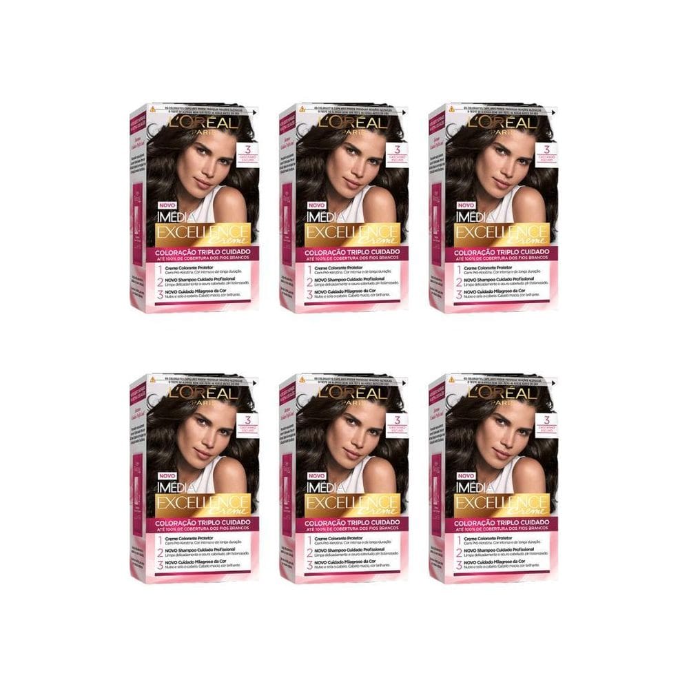 Coloraçao Imedia 3 Castanho Escuro-Kit C/6Un