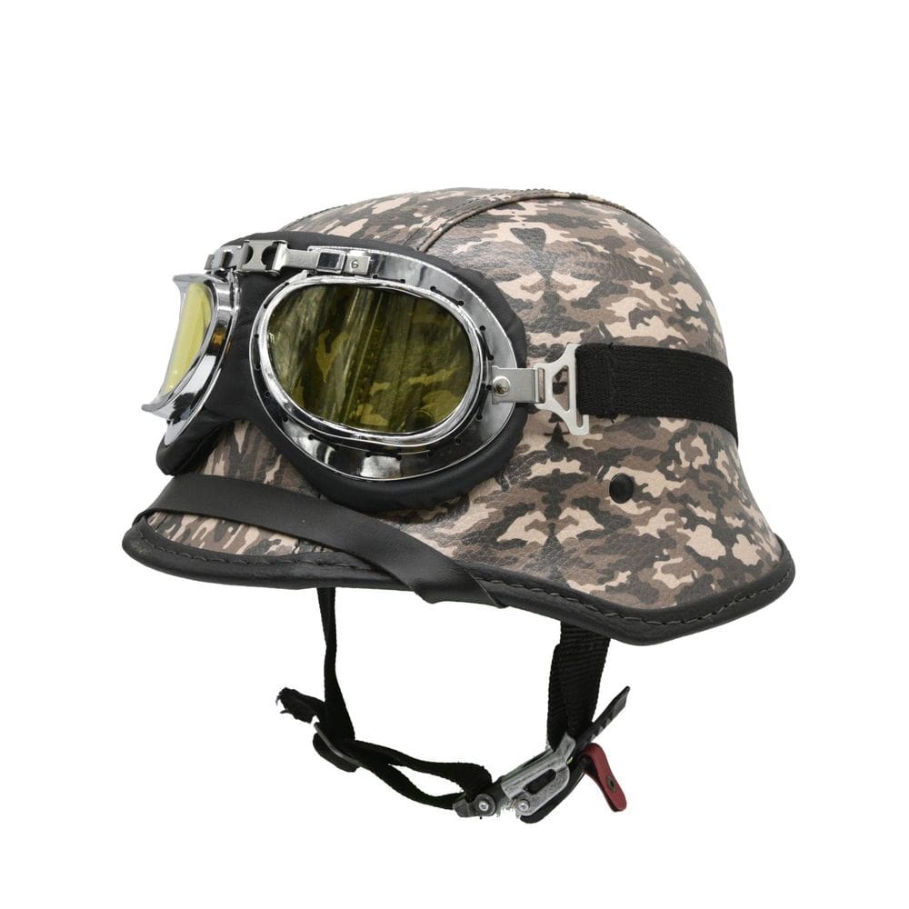 Capacete Br101 Alemão Camuflado Marrom Oculos Amarelo P