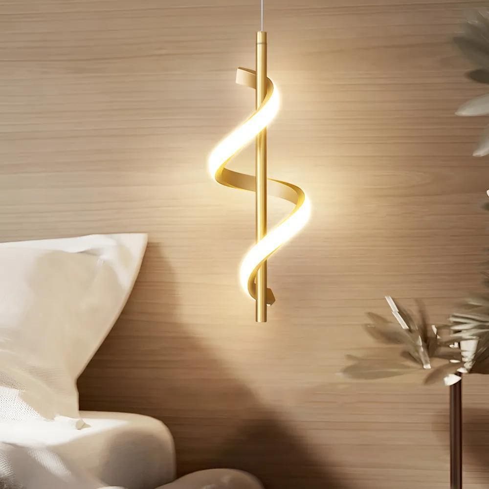 Pendente Led Espiral Moderno Minimalista Par Dourado 127/220