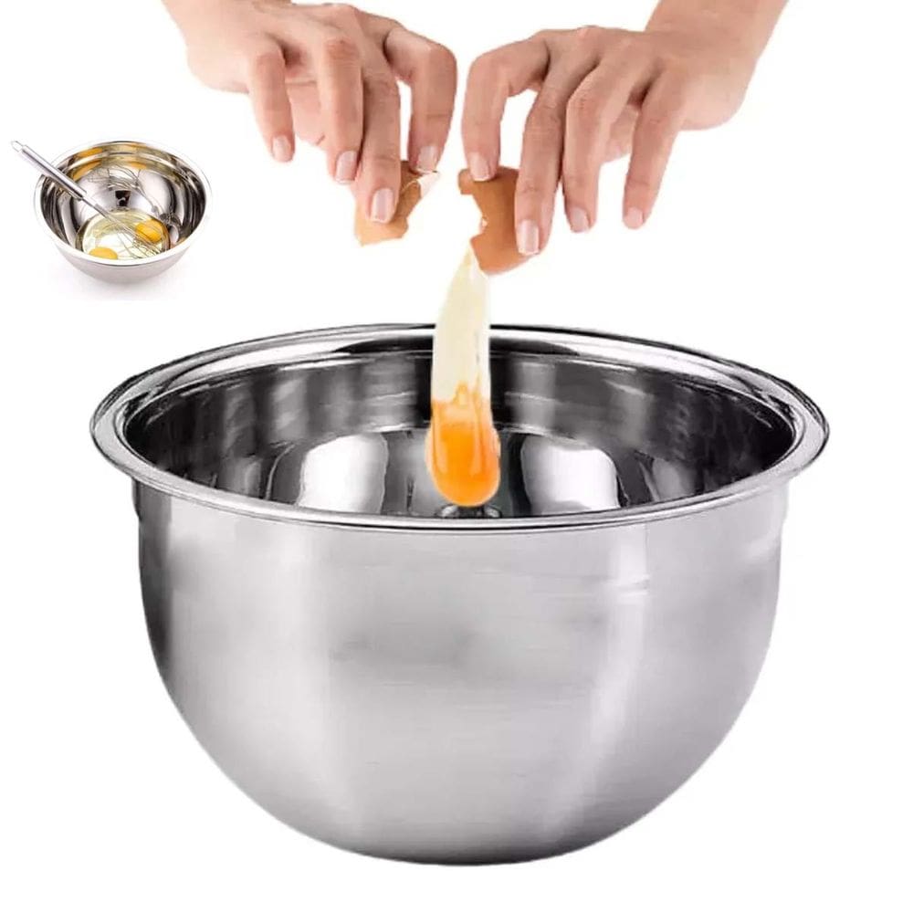 Tigela Bowl Inox Bacia Cumbuca Preparo Receita Multiuso Servir Armazenar Resistente Versatil Casa Restaurante Lanchonete