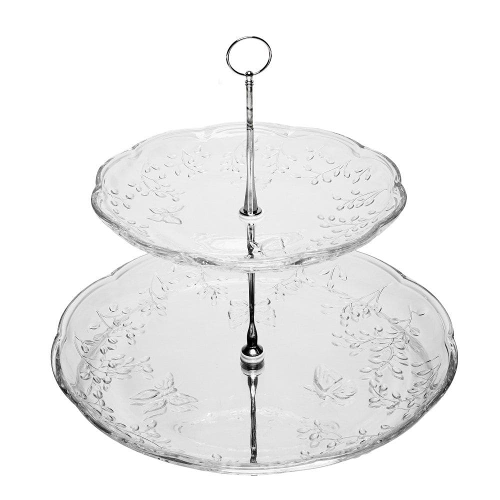 Porta Doces de Cristal 2 Andares New Butterfly 20/26 x 24 cm Lyor
