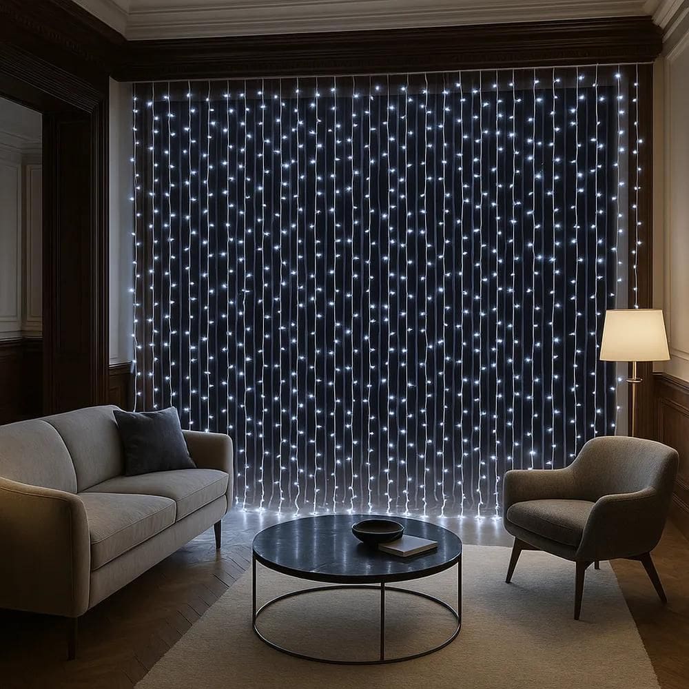 Cortina 500 Leds Branco Frio Fixa Ou Pisca 4X2 Fest Fixo 127