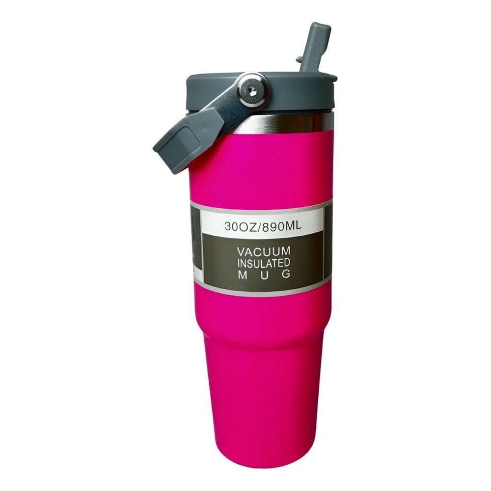 Garrafa Copo Térmico Sports Carro Inox Água 900Ml Rosa Pink
