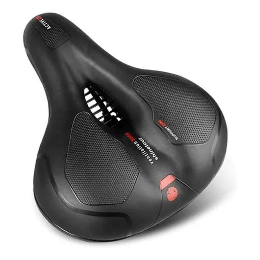 Banco Selim Bicicleta 2 Molas Largo Fita Refletiva Segurança