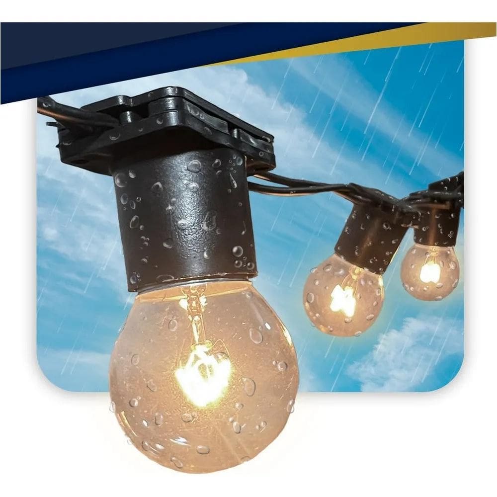 Varal De Luz Cordão Ilum Incandescente 15W Clara 220V Preto