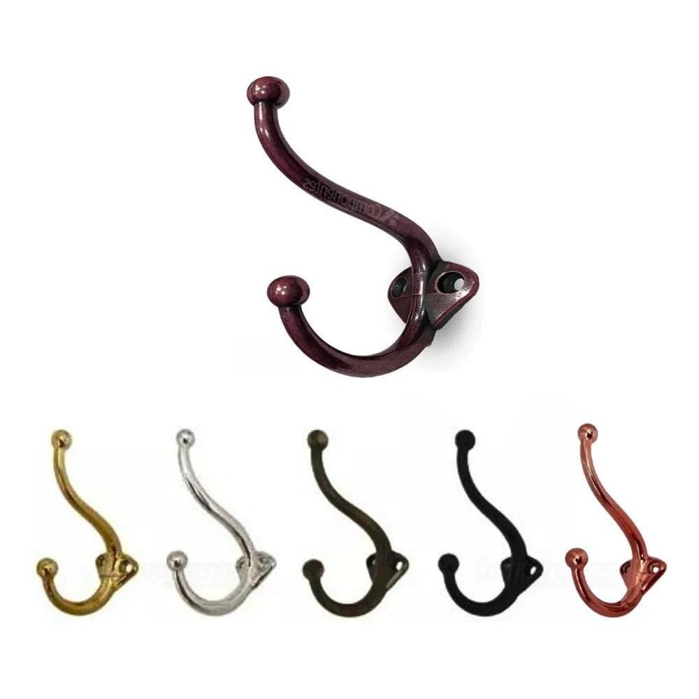 10 Und - Gancho Cabide De Parede Grande Dup Ouro Velho Antiq