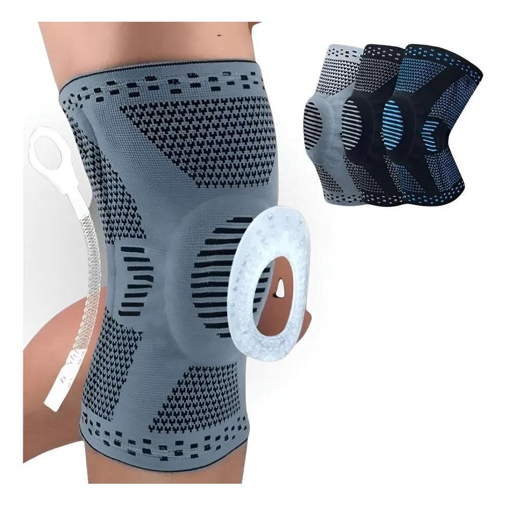 Joelheira De Compressão Silicone Cabo De Aço Esportes Cinza