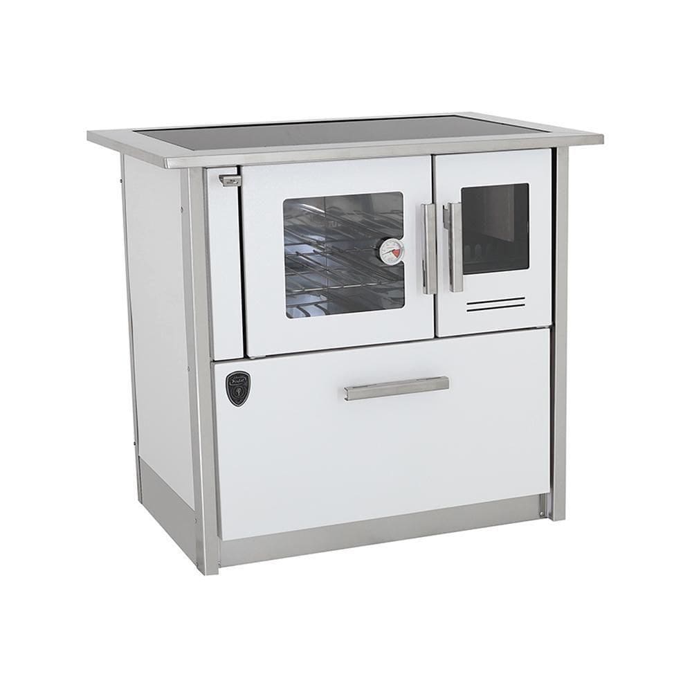 Fogão A Lenha Eclipse Esquerdo Branco Chapa Vitroceramica N2