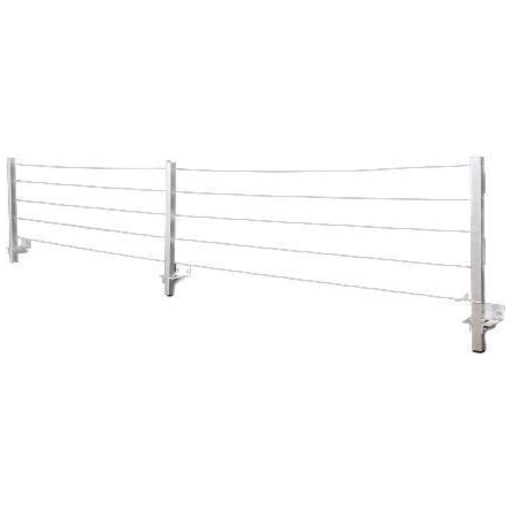 Varal Articulado Parede 3 Hastes Alumínio Cabo De Aço 8 Mt