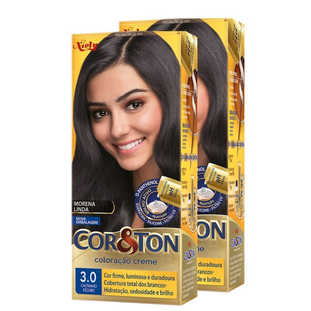 Kit 2 Coloração Niely Cor&Ton Castanho Escuro 3.0