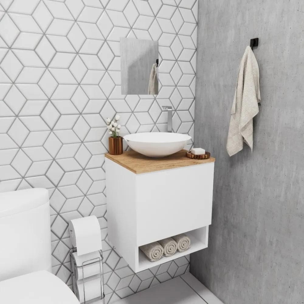 Gabinete Armario Para Banheiro Com Cuba E Branco/Hanover