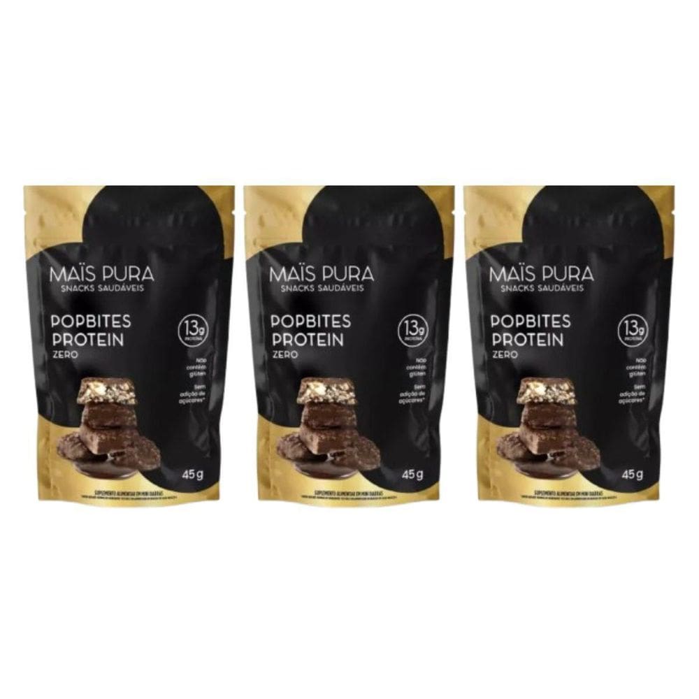 Kit 3 Popbites Protein 13G De Proteina Mais Pura 45G