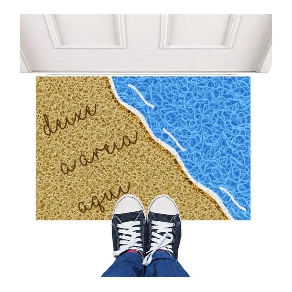 2X Tapete Capacho Praia Deixe A Areia Aqui 60X40 13Mm Espess