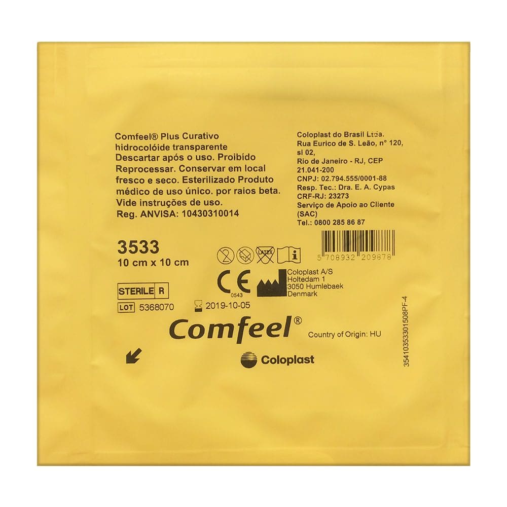 Curativo Hidrocolóide Comfeel Plus Transparente 10cm x 10cm com 1 Unidade