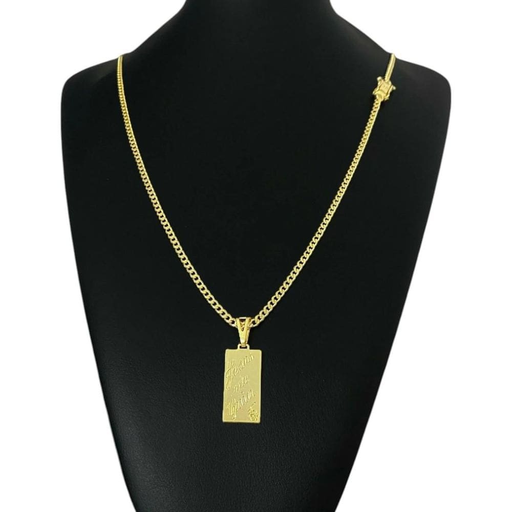 Cordão Pitbull 3Mm + Pingente Jesus Me Guia - Banhado A Ouro