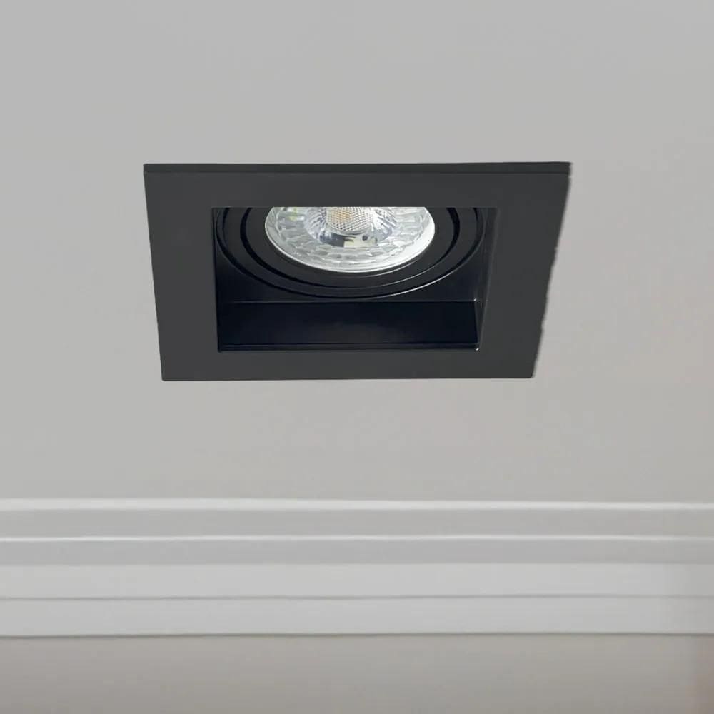 Spot De Embutir Mr16 Dicroica Quad Preto Branco Quente