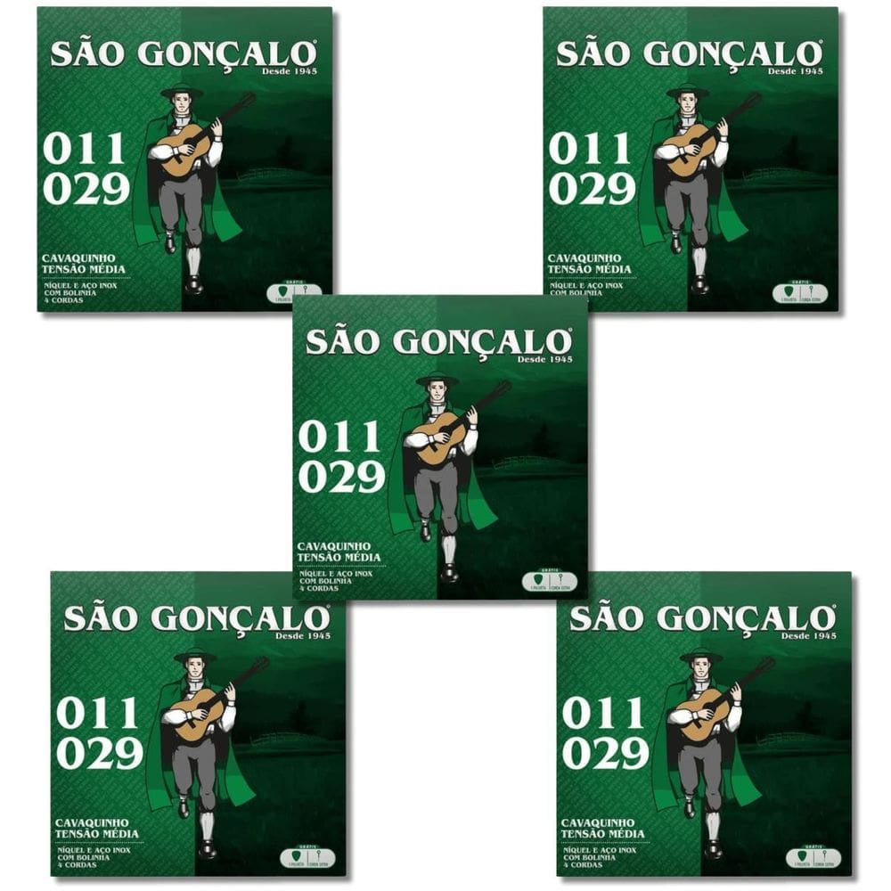 Kit 5 Encordoamento Cavaco Níquel Bolinha São Gonçalo 0.029