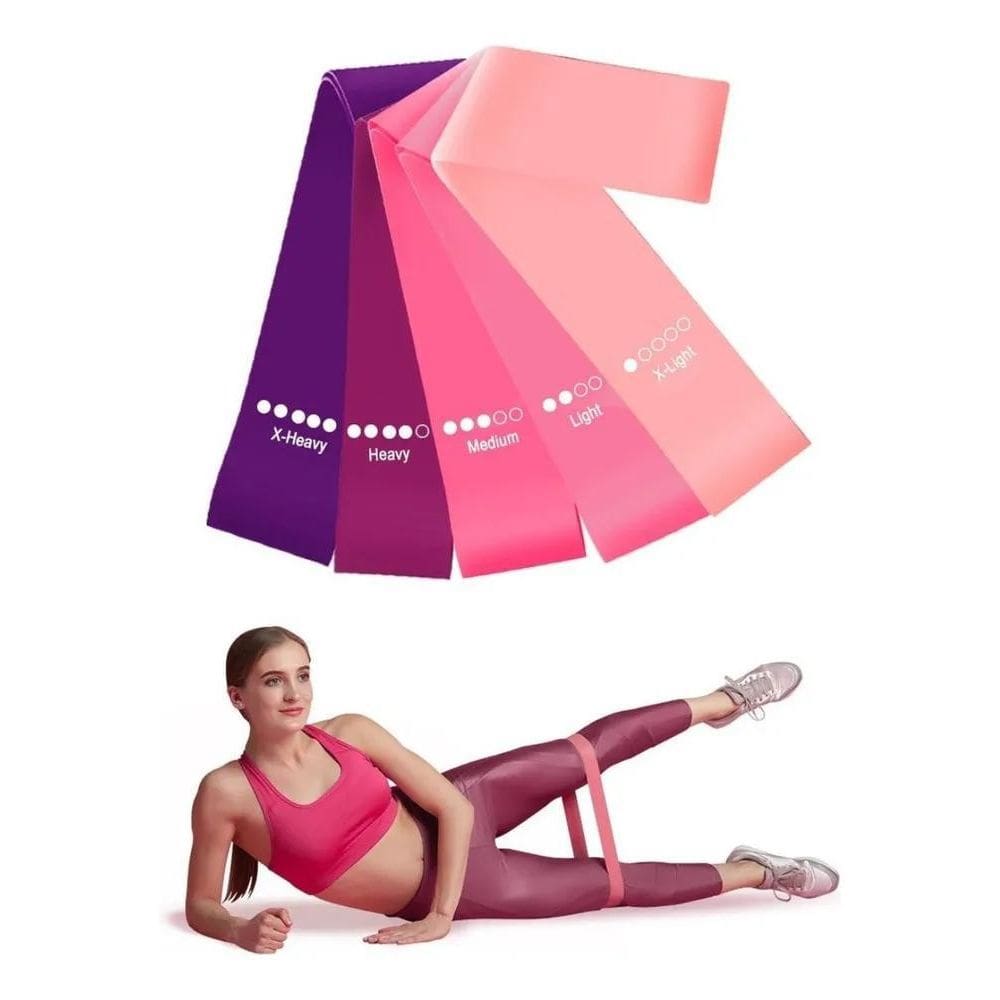 2X Faixa Elástica Rubber Fit Mini Band - Kit De 5