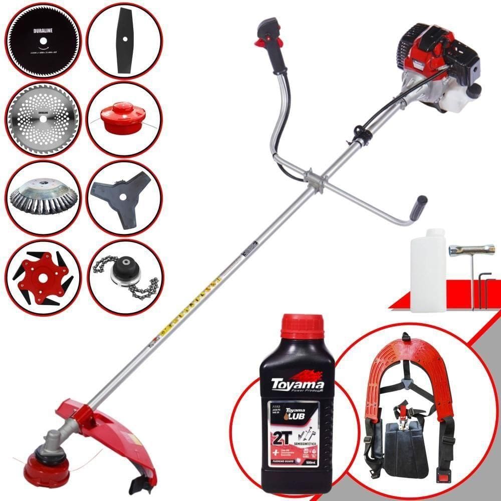 Roçadeira Rt52l 2hp 52cc + 6 Facas + Escova + óleo Toyama