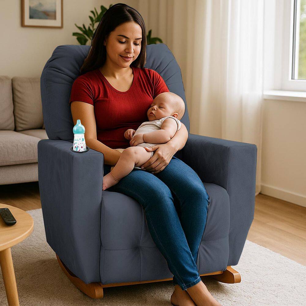 Poltrona de Amamentação Balanço Antonella Puff Cinza