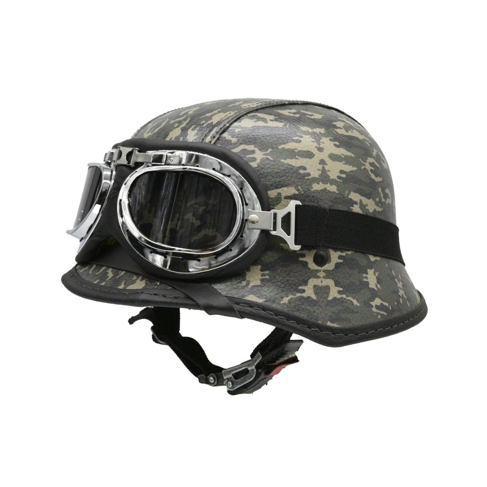 Capacete Br101 Alemão Camuflado Verde Marrom Oculos Fume Gg