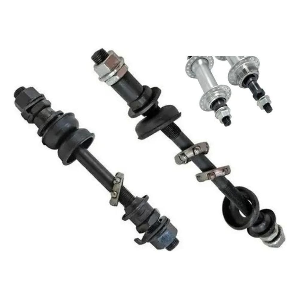 2X Eixo Traseiro + Eixo Dianteiro Para Cubo De Ferro Bicicle