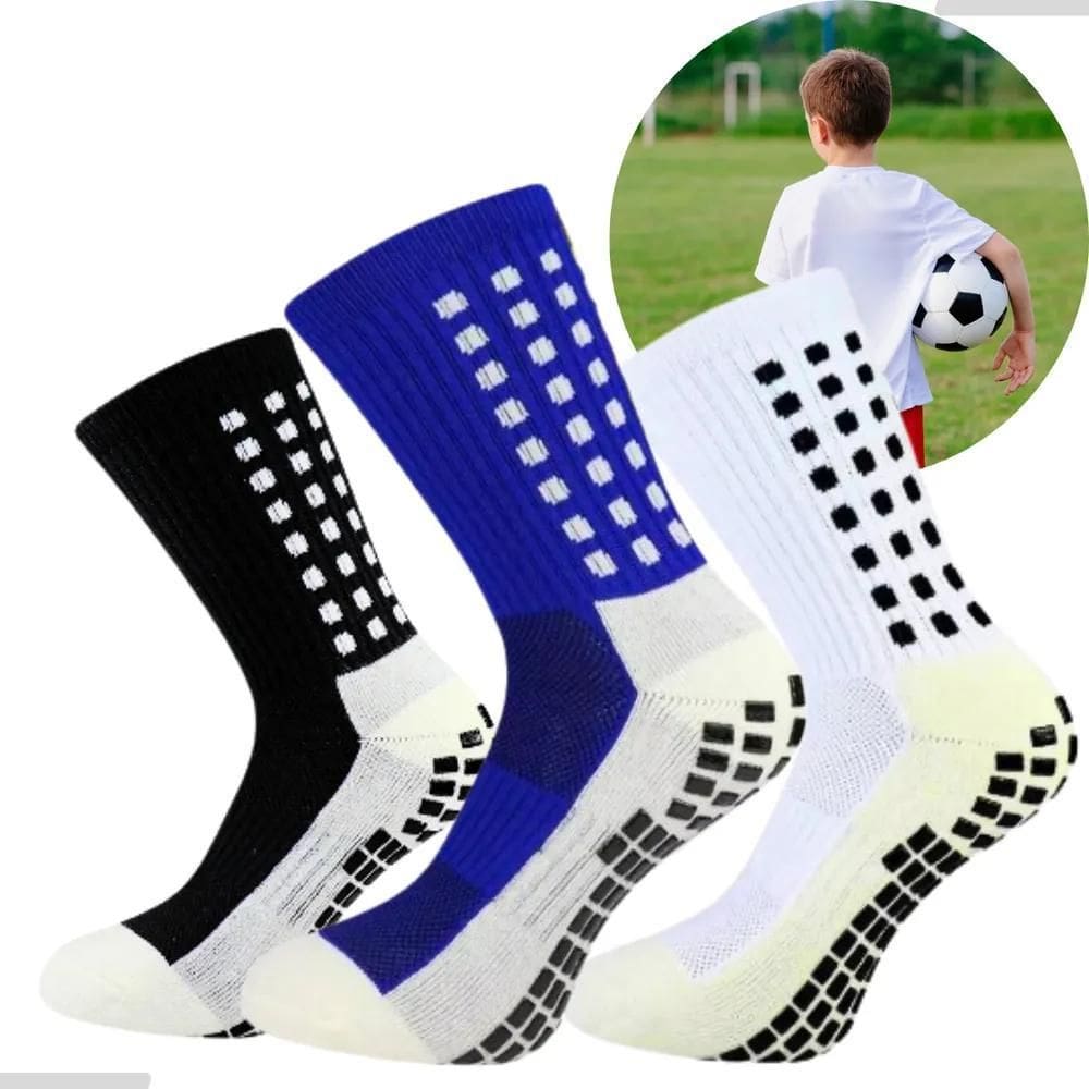 2X Kit 3 Par Meia Antiderrapante Infantil Juvenil Futebol 32
