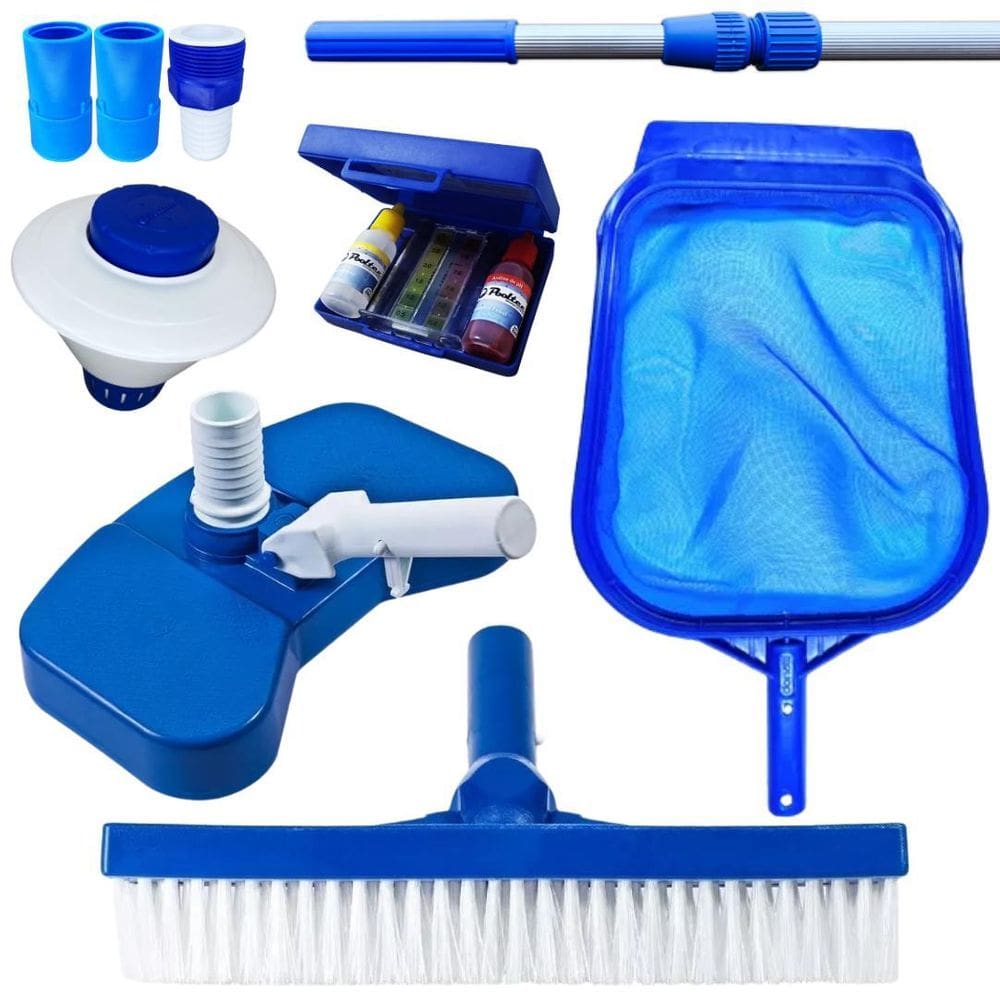 Kit Limpeza Para Piscina Clorador Estojo Teste E Cabo 2 Mts