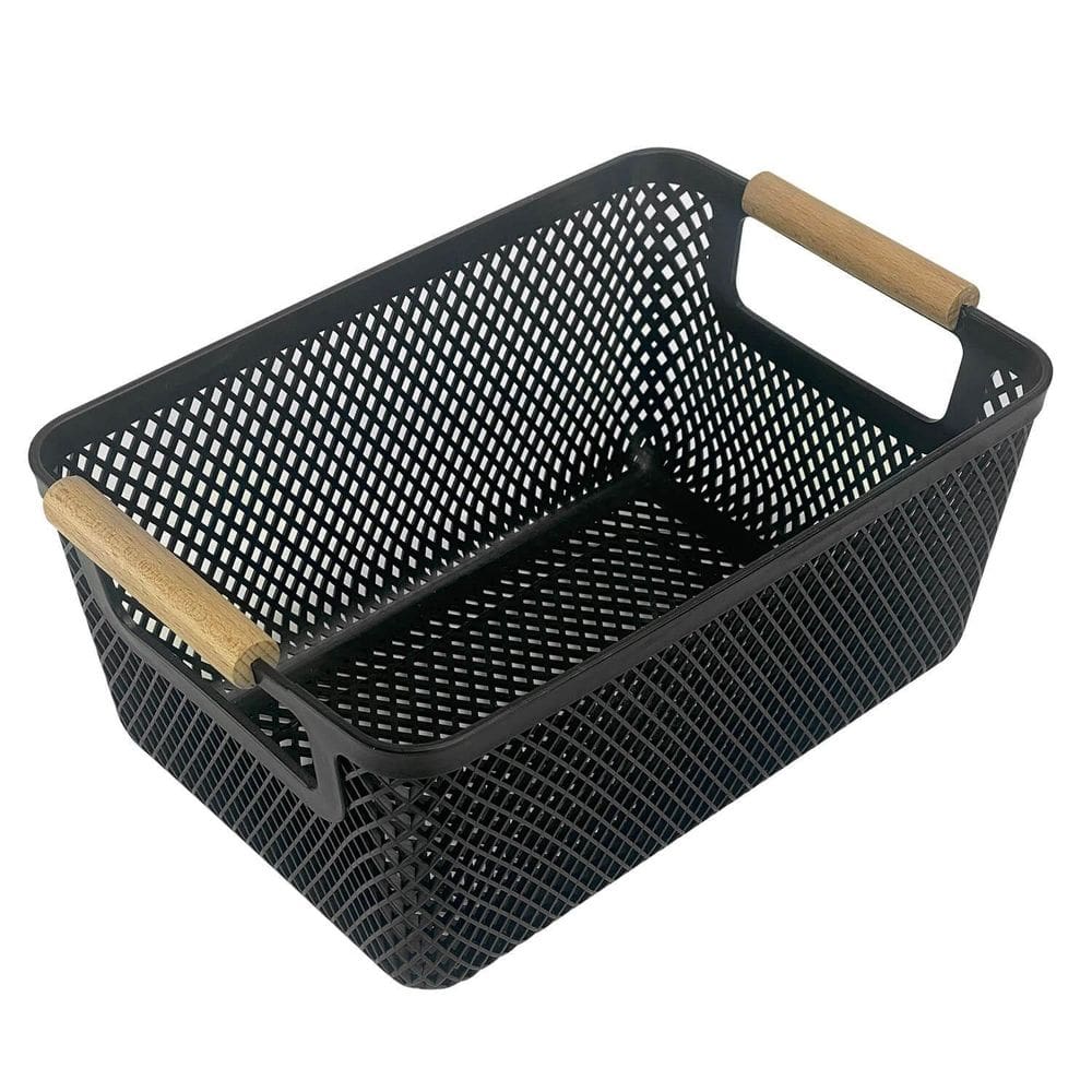 Cesto Retangular Multiuso Com Alças De Madeira 6697
