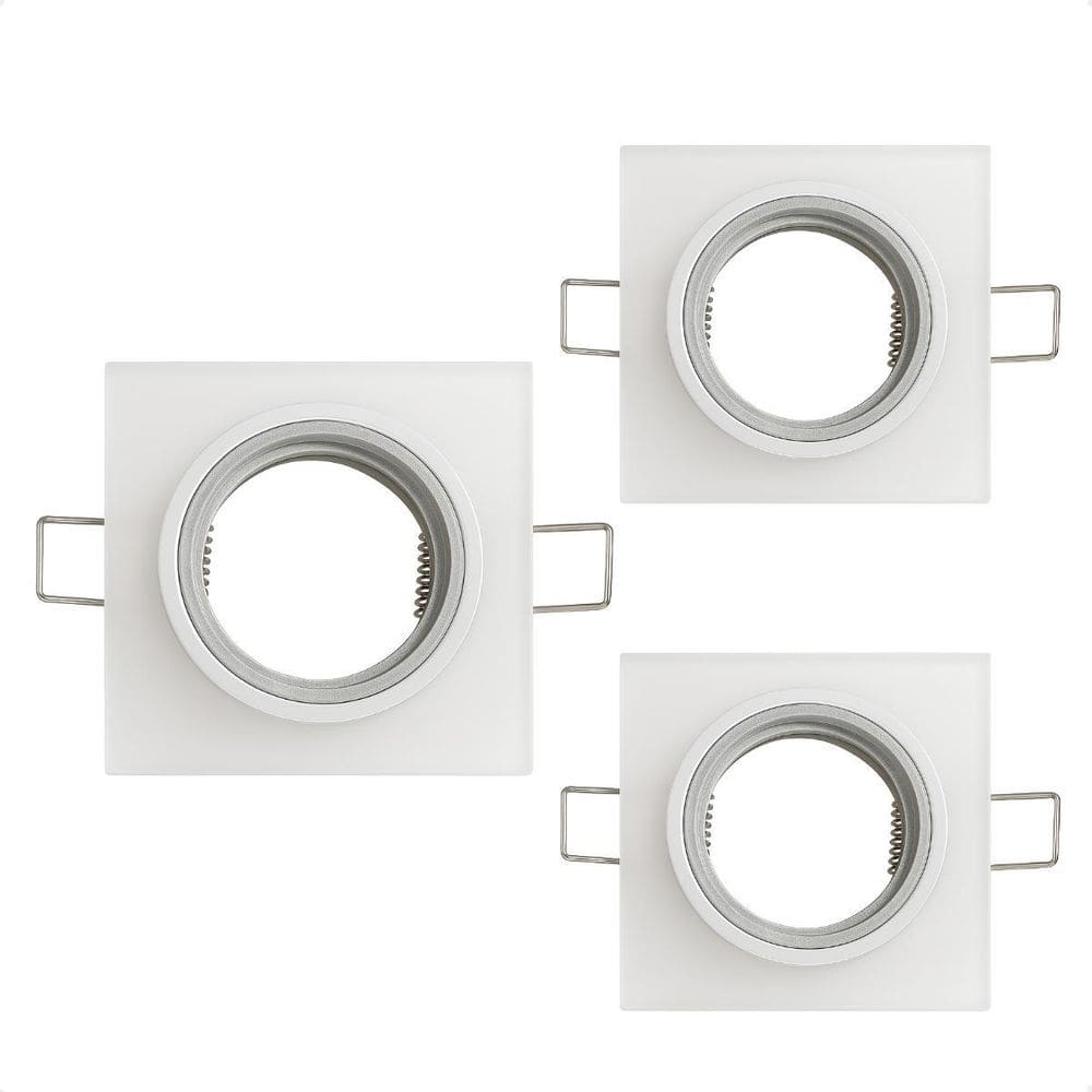 Kit 3 Spot Taschibra Quadrado Embutir Vidro Jateado Sp23 Mr1