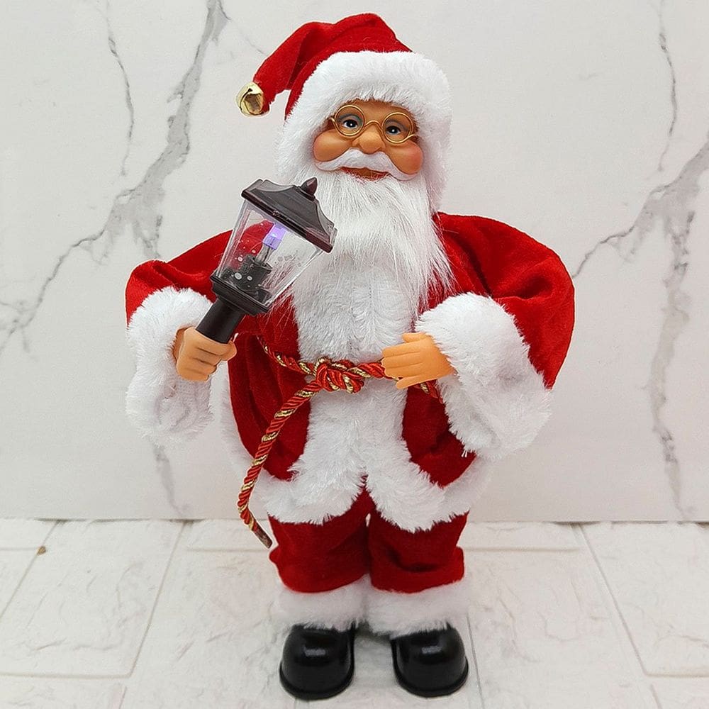 Boneco Papai Noel Musical Com Movimentos Enfeite Natal 30cm