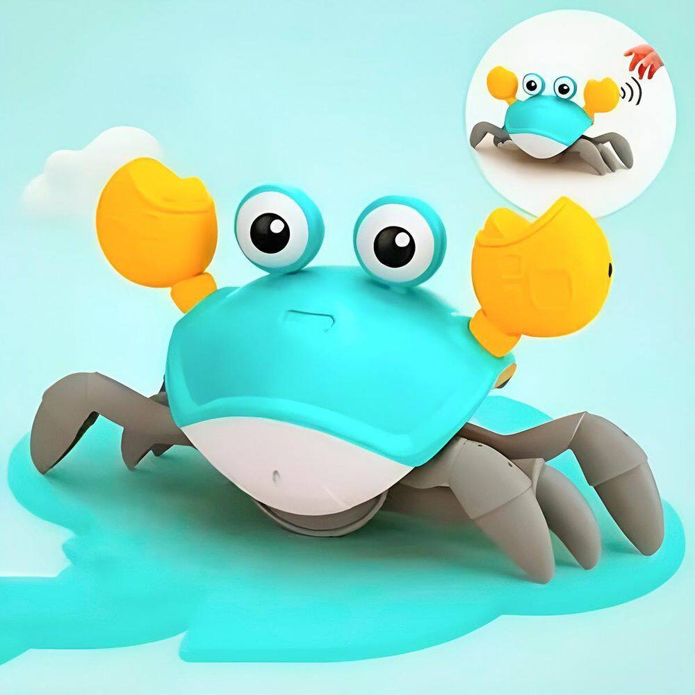 Caranguejo Fujão Brinquedo Musical Bebê Infantil Verde Água