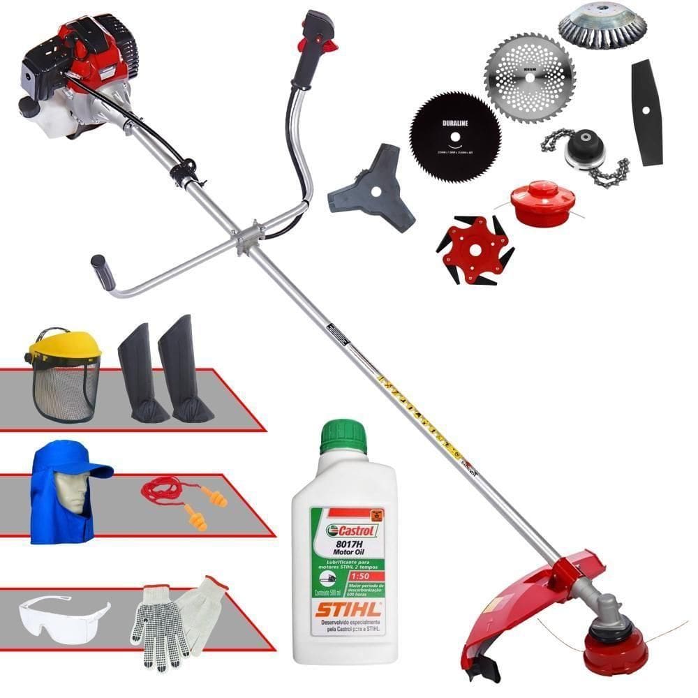 Roçadeira Rt52l + 6 Facas + Escova + Epi + óleo Stihl 2t