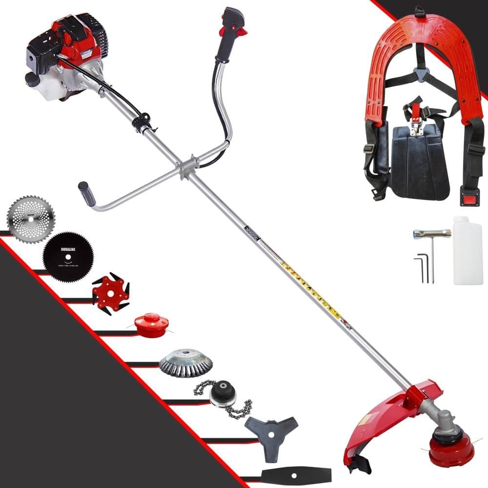 Roçadeira Com Sistema Antivibração Robusta À Gasolina Toyama RT43L 43cc 2 Tempos 10.000rpm 1,7HP de Potência Roçadeira Completa Com 8 Opções de Cortes