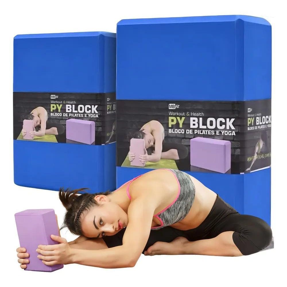 2X Tijolo Bloco De Yoga Em Eva Pilates Kit C/2 Peças Cor Azu