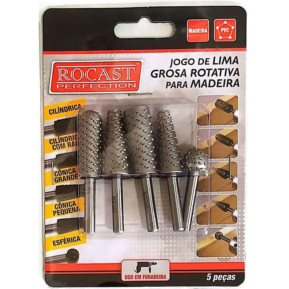 Jogo De Lima Grosa Rotativa Para Madeira Rocast Furadeira