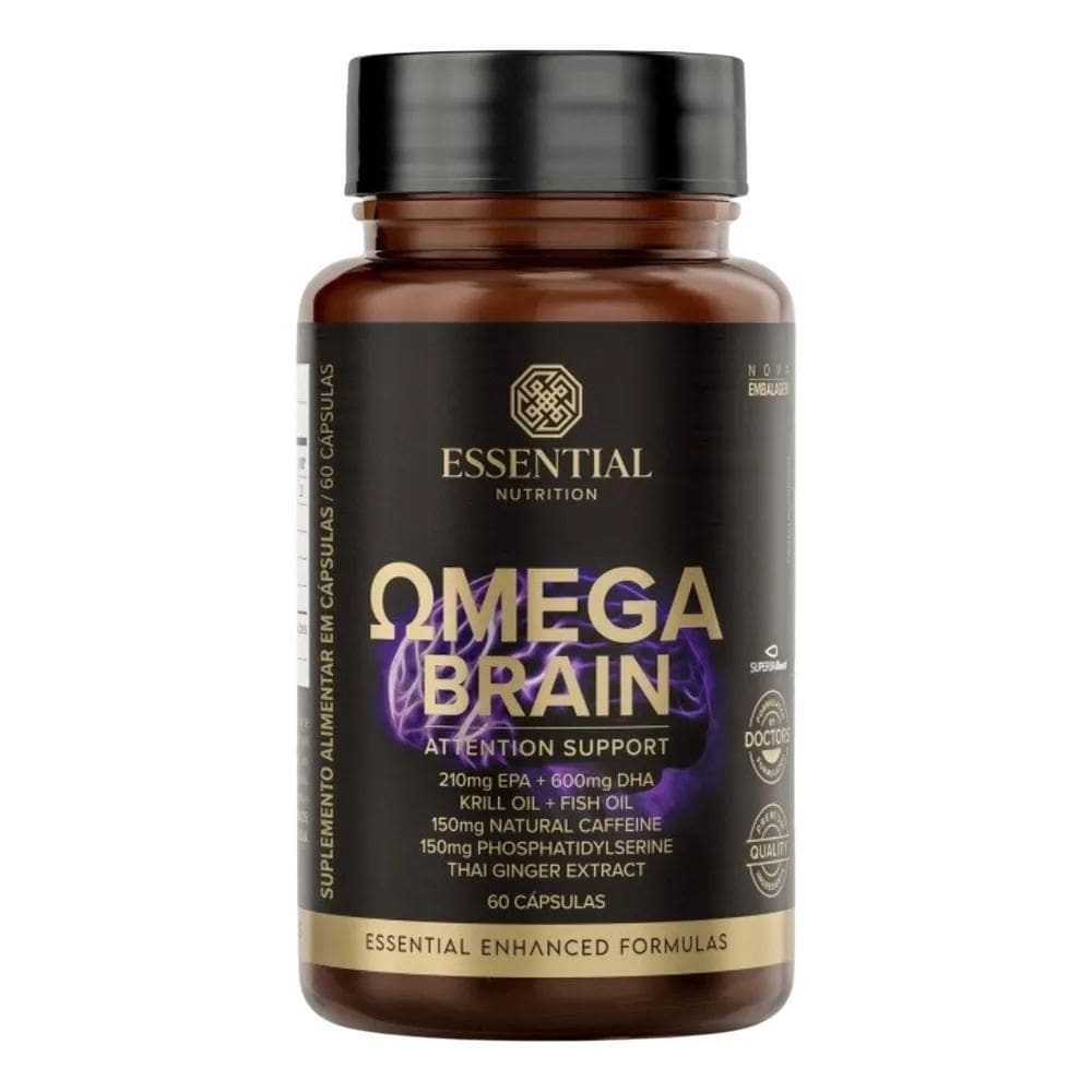 2X Ômega Brain 60 Cápsulas Essential Nutrition Sabor Natural