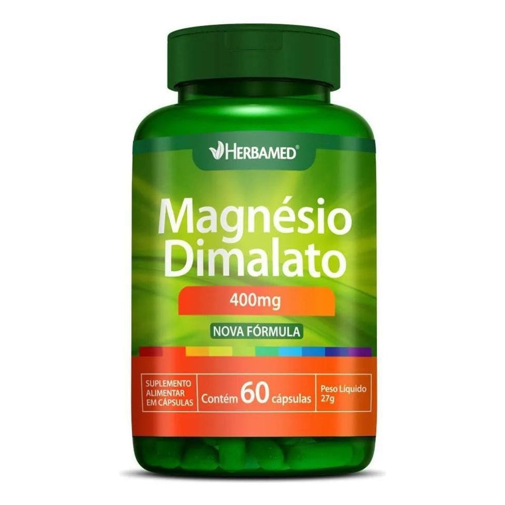 2X Magnésio Dimalato Herbamed 60 Cápsulas 400Mg Sabor