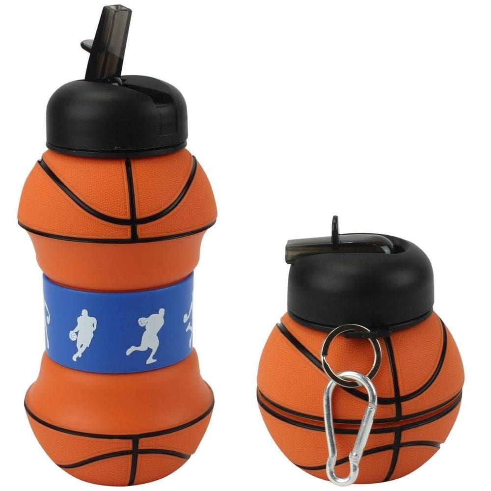 Garrafa Infantil Silicone Retrátil Dobrável Bola De Basquete