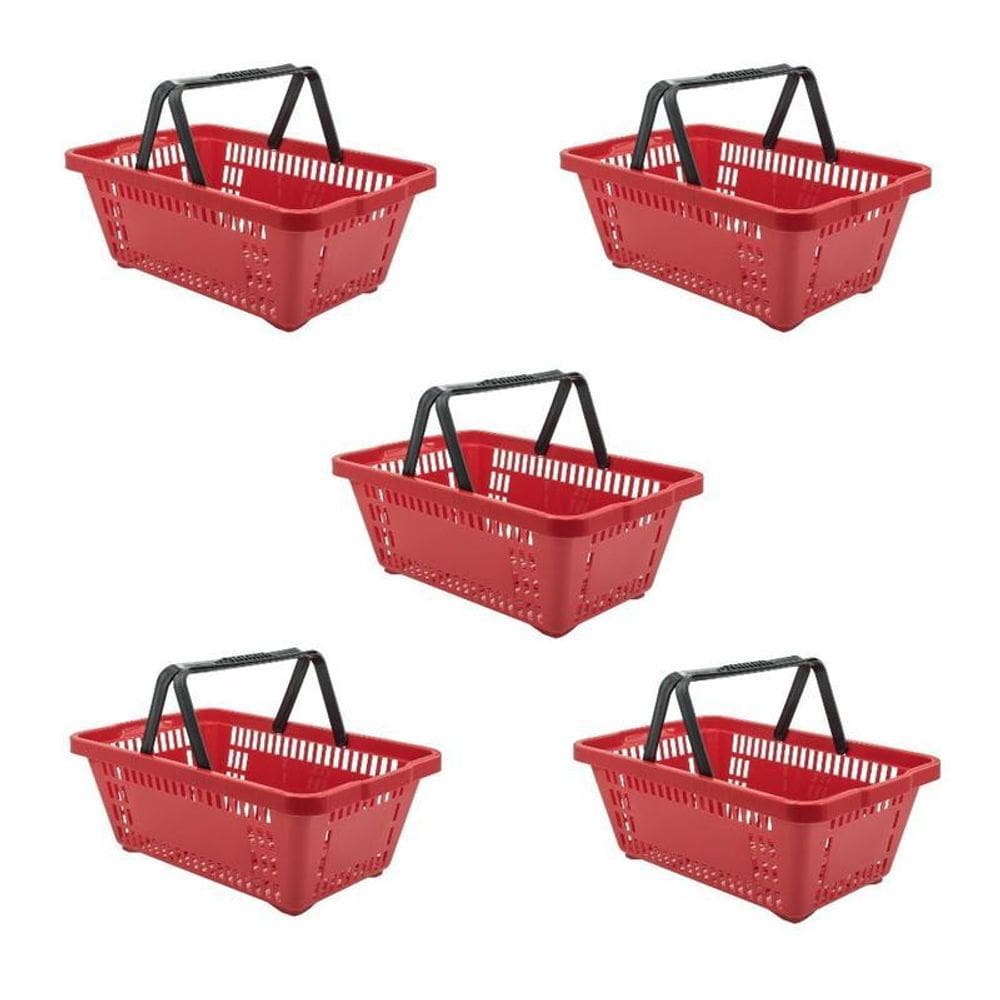 Cesto De Compras D100 Dellaplast 16L 45X29X19 Vermelho Kit 5