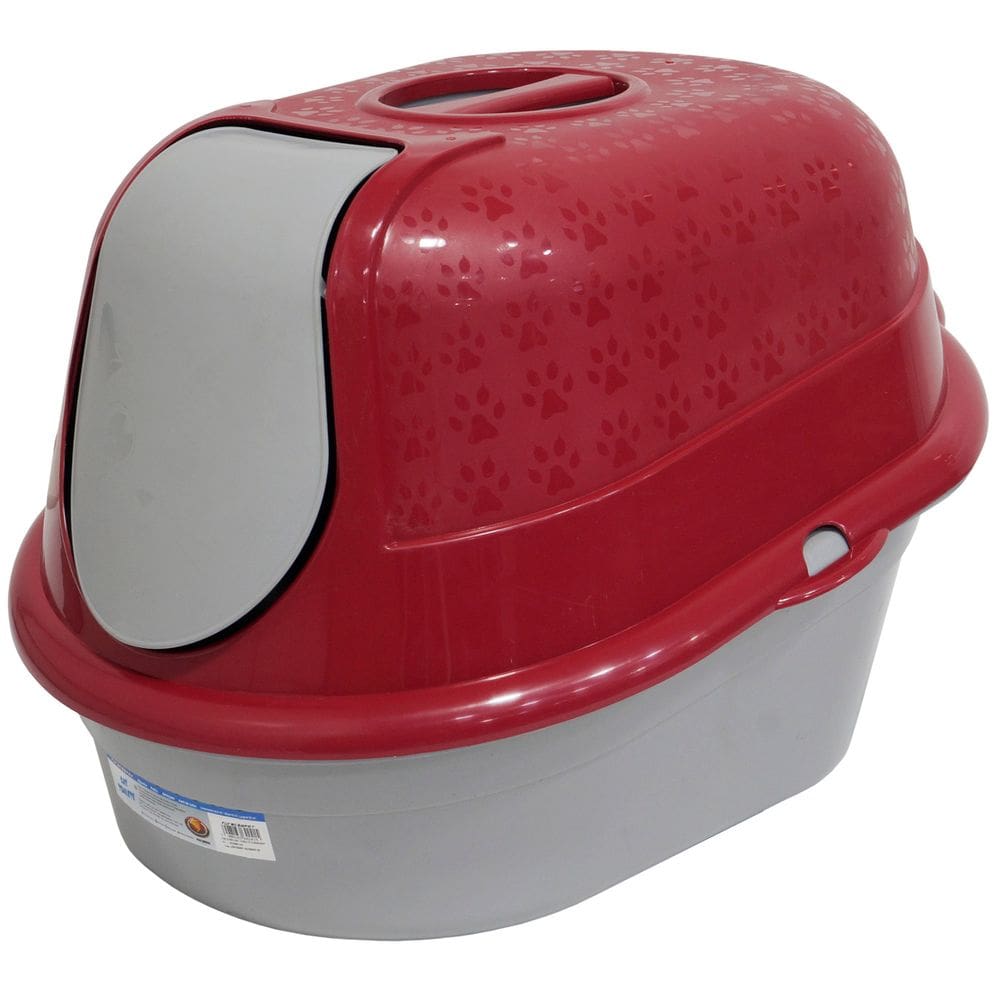 Sanitário Para Gatos Fechado com Bandeja e Porta Cat Toalete Vermelho Furacão Pet 01424