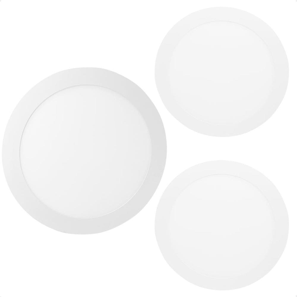 Kit 3 Painel De Led Redondo Embutir 12W Bivolt Taschibra
