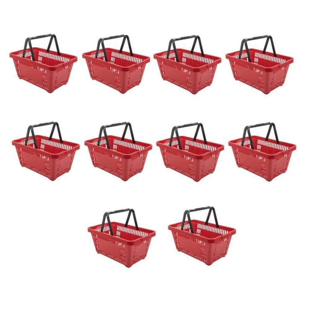Cesto De Compras D100 Dellaplast 16L 45X29X19 Vermelho Kit10