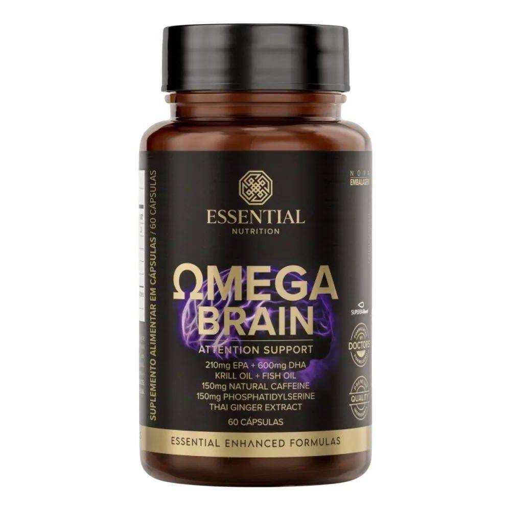 2X Ômega Brain 60 Cápsulas Essential Nutrition Sabor Natural