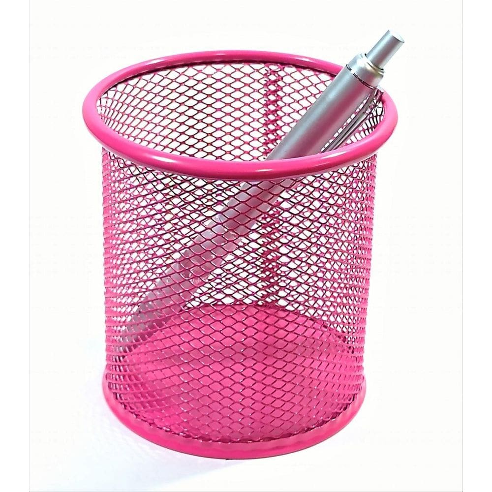 Porta Treco Organizador Telado Alumínio Redondo Rosa Pc8681